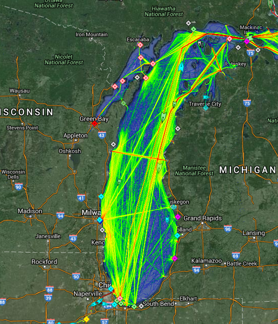 Live Marine Traffic, Density Map and Current Position of ships in LAKE MICHIGAN